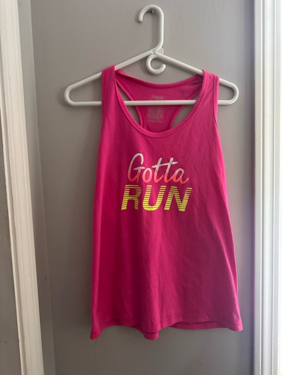 Danskin Now Tops - Danskin Now Pink Racerback Tank with Yellow Graphic